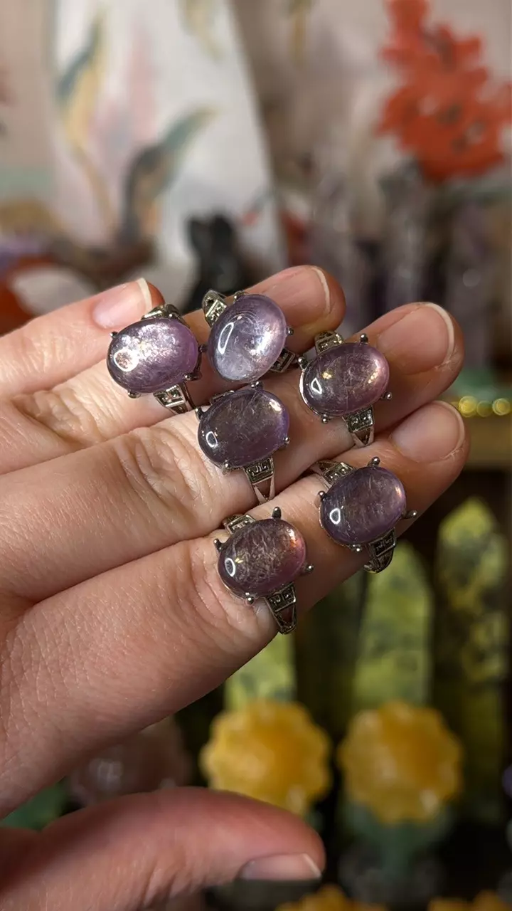 plant/$12 | Flashy Lepidolite Adjustable Ring-0
