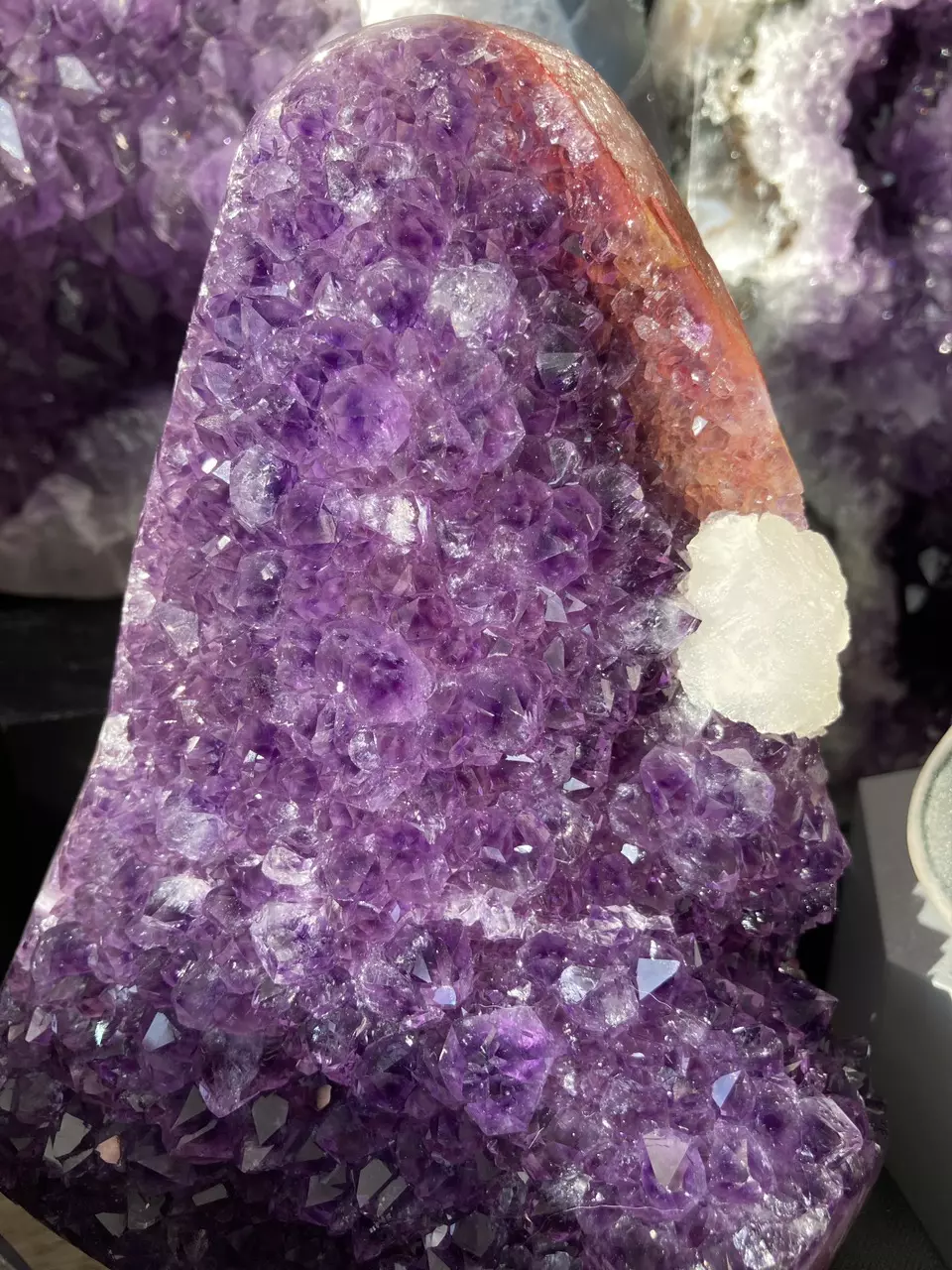 plant/Amethyst cut base with red and calcite-0