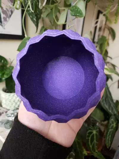 plant/Wave 3" cover pot purple sparkle 3D print-1-thumbnail
