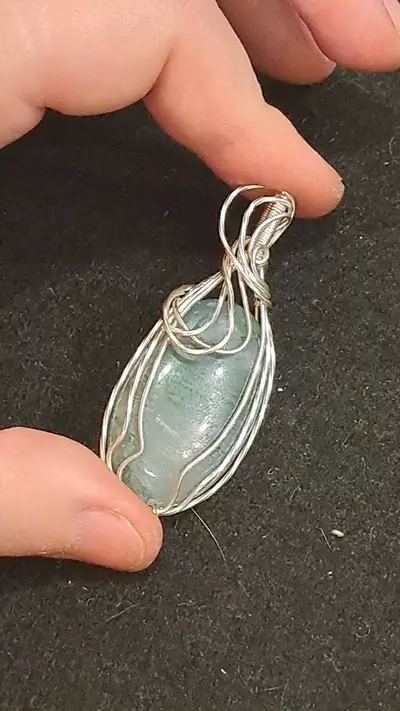 plant/Sterling silver moss agate pendant-0-thumbnail
