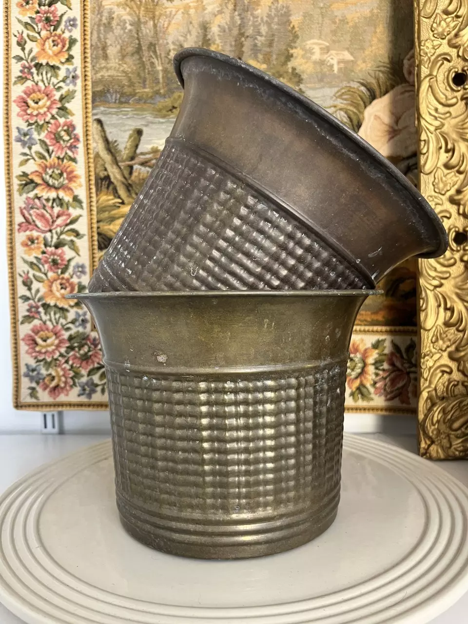 plant/Basket weave Brass Planter-1