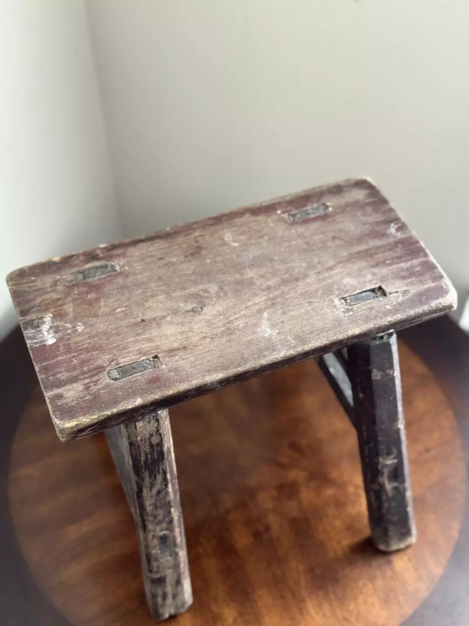 plant/Antique handmade wooden footstool-1