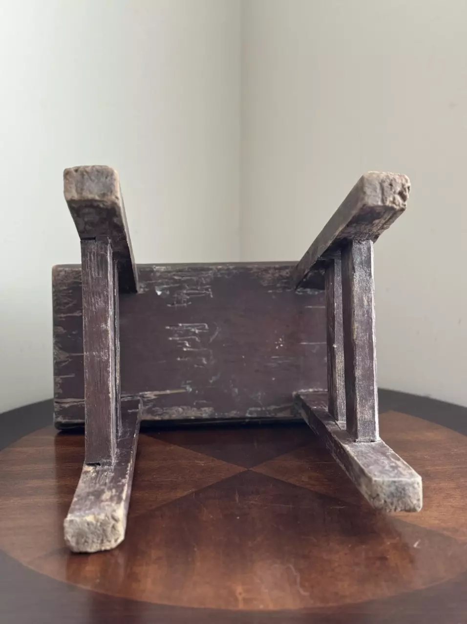 plant/Antique handmade wooden footstool-4