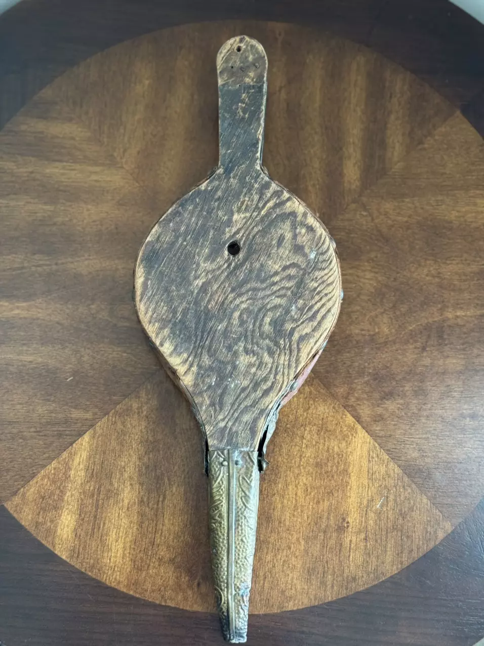 plant/Antique English nautical fireplace bellows-5