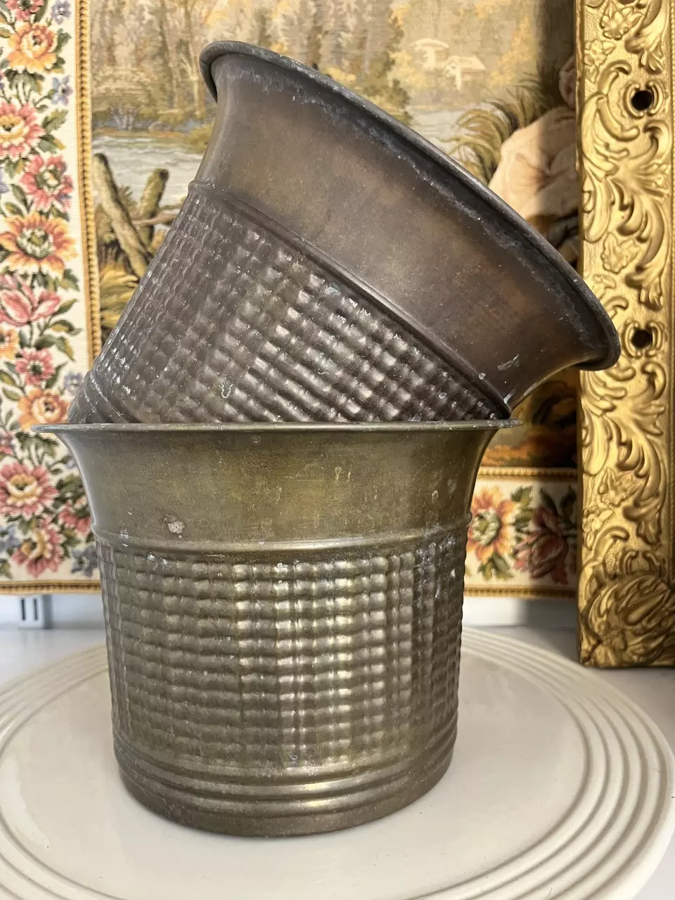 plant/Basket weave Brass Planter-0