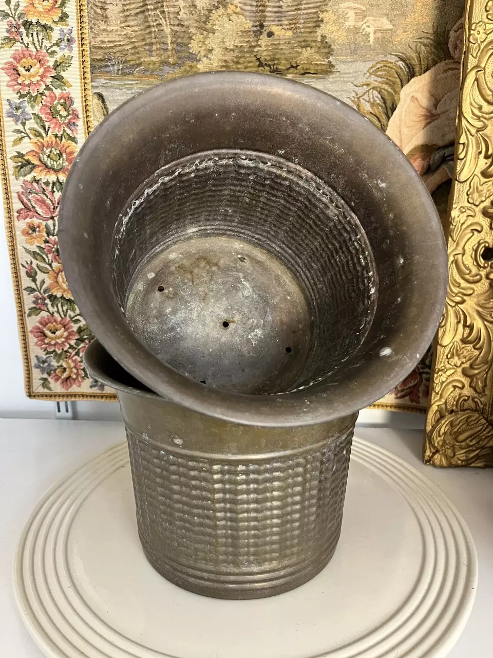 plant/Basket weave Brass Planter-3