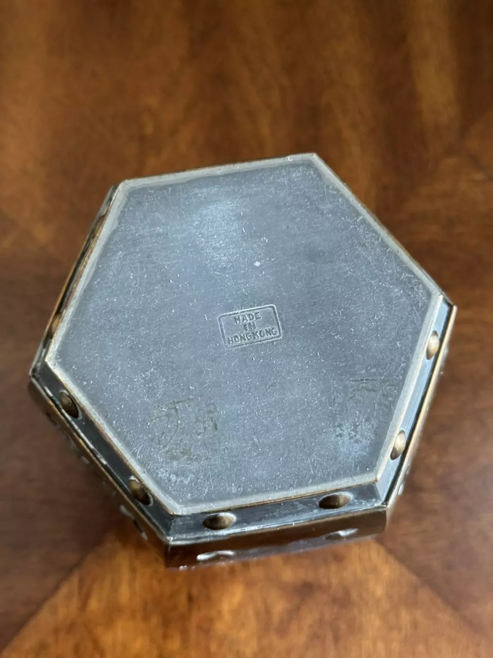plant/Vintage copper & pewter lidded barrel canister-4
