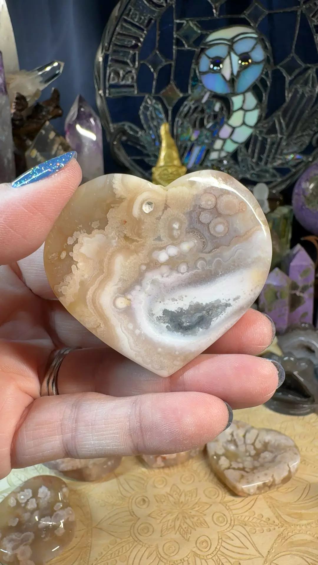 plant/Flower Agate Heart Bowl 12G-0