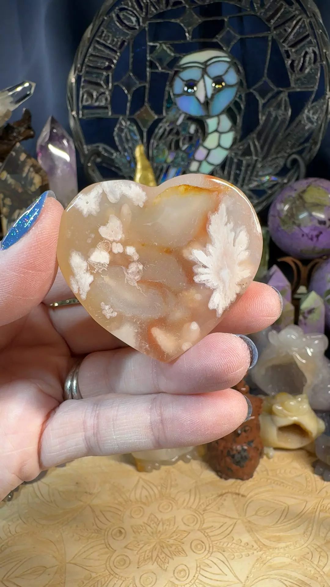 plant/Flower Agate Heart Bowl 10A-0