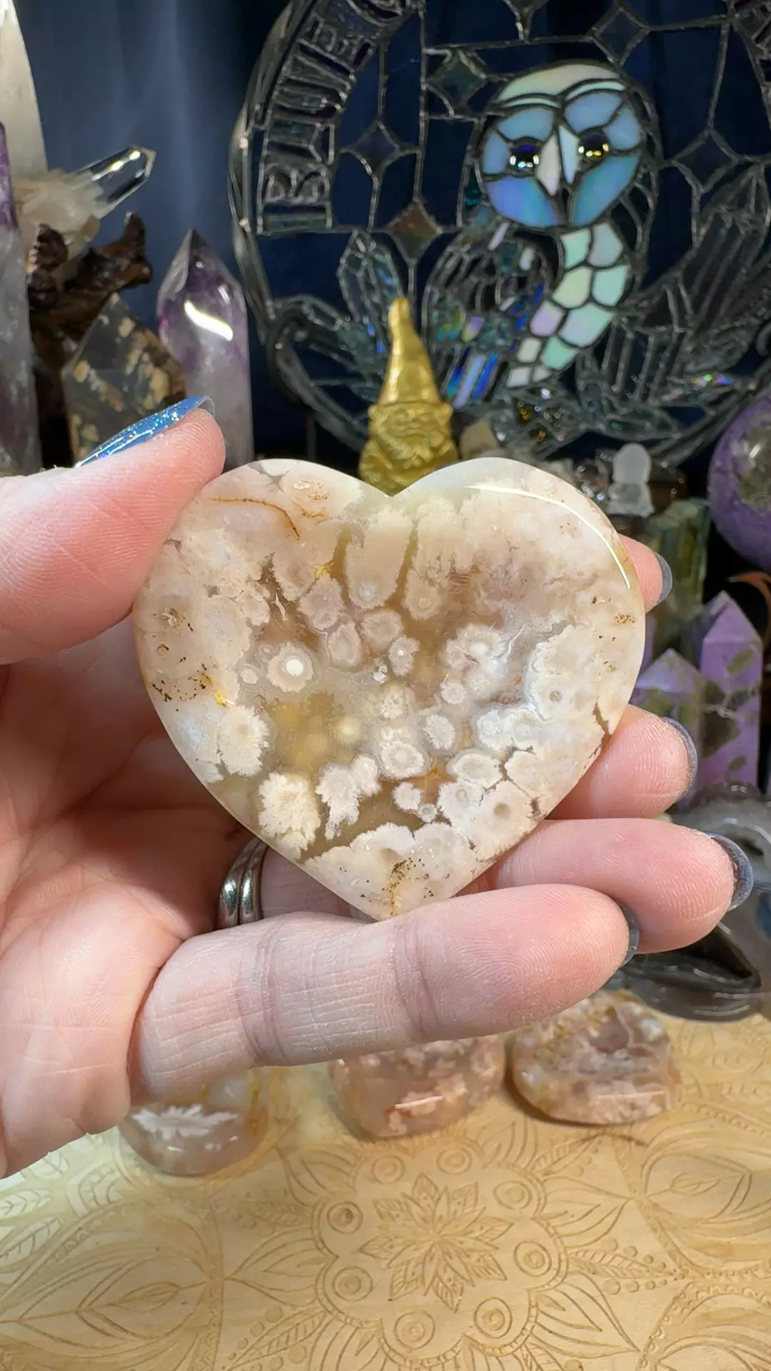 plant/Flower Agate Heart Bowl 12D-0
