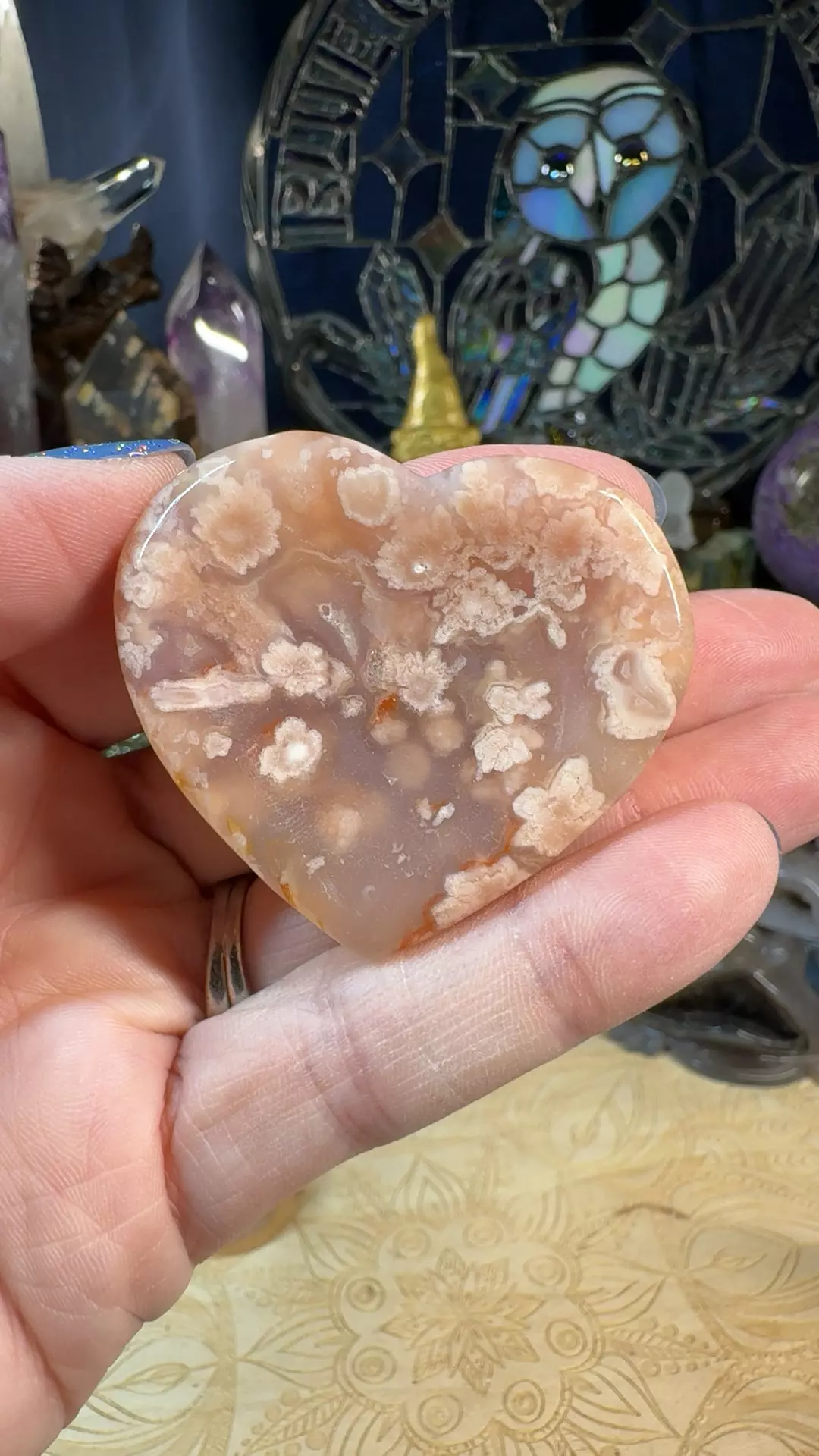 plant/Flower Agate Heart Bowl 10B-0
