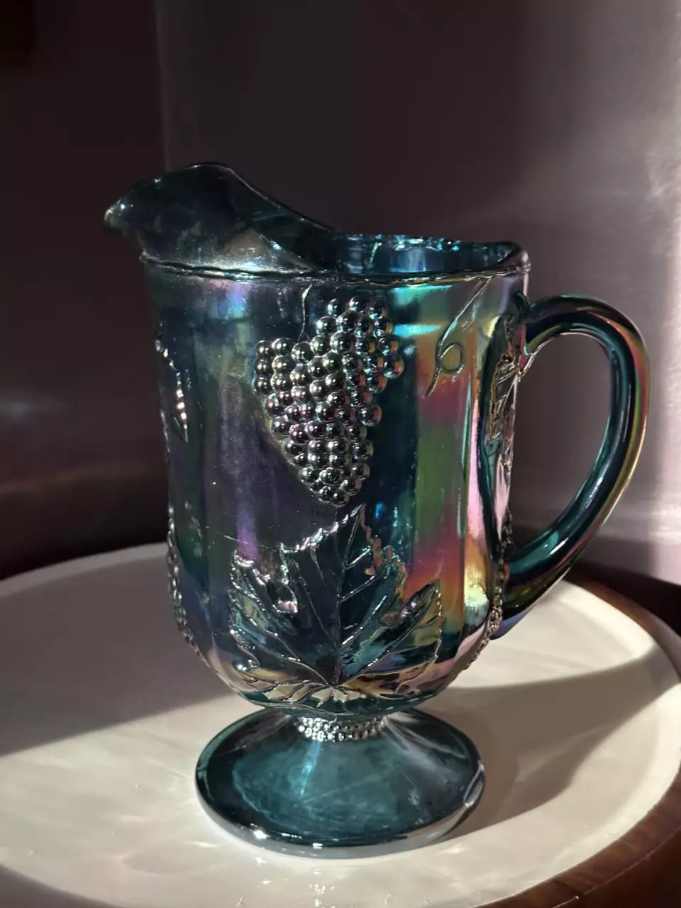plant/Harvest Grape Indiana Glass Carnival Glass Pitcher-1