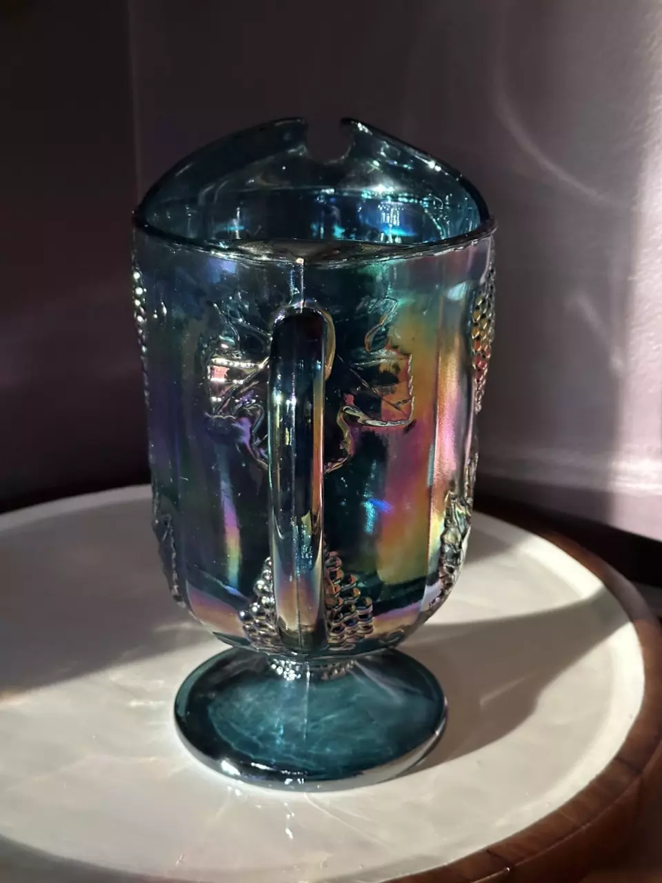 plant/Harvest Grape Indiana Glass Carnival Glass Pitcher-3