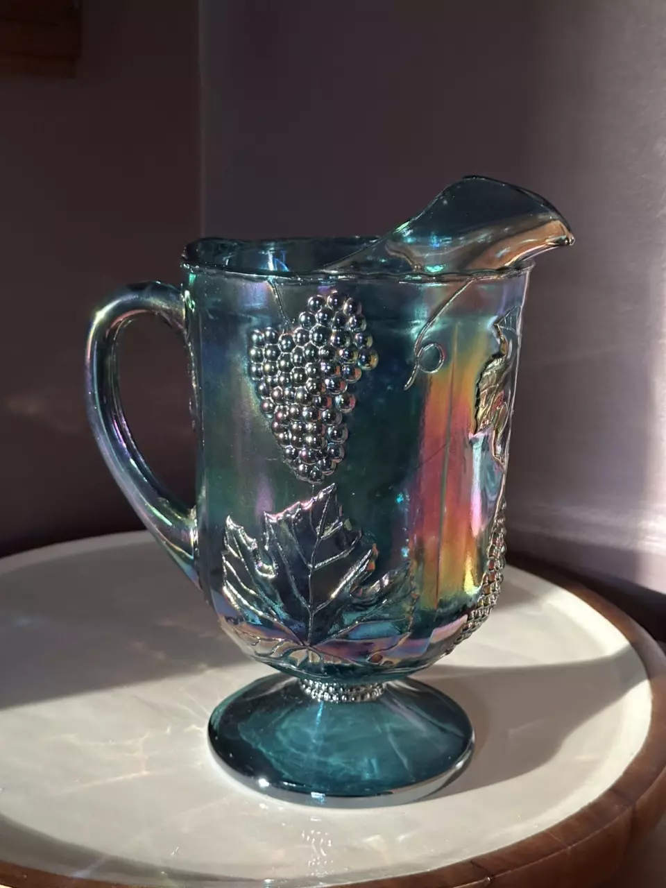 plant/Harvest Grape Indiana Glass Carnival Glass Pitcher-0