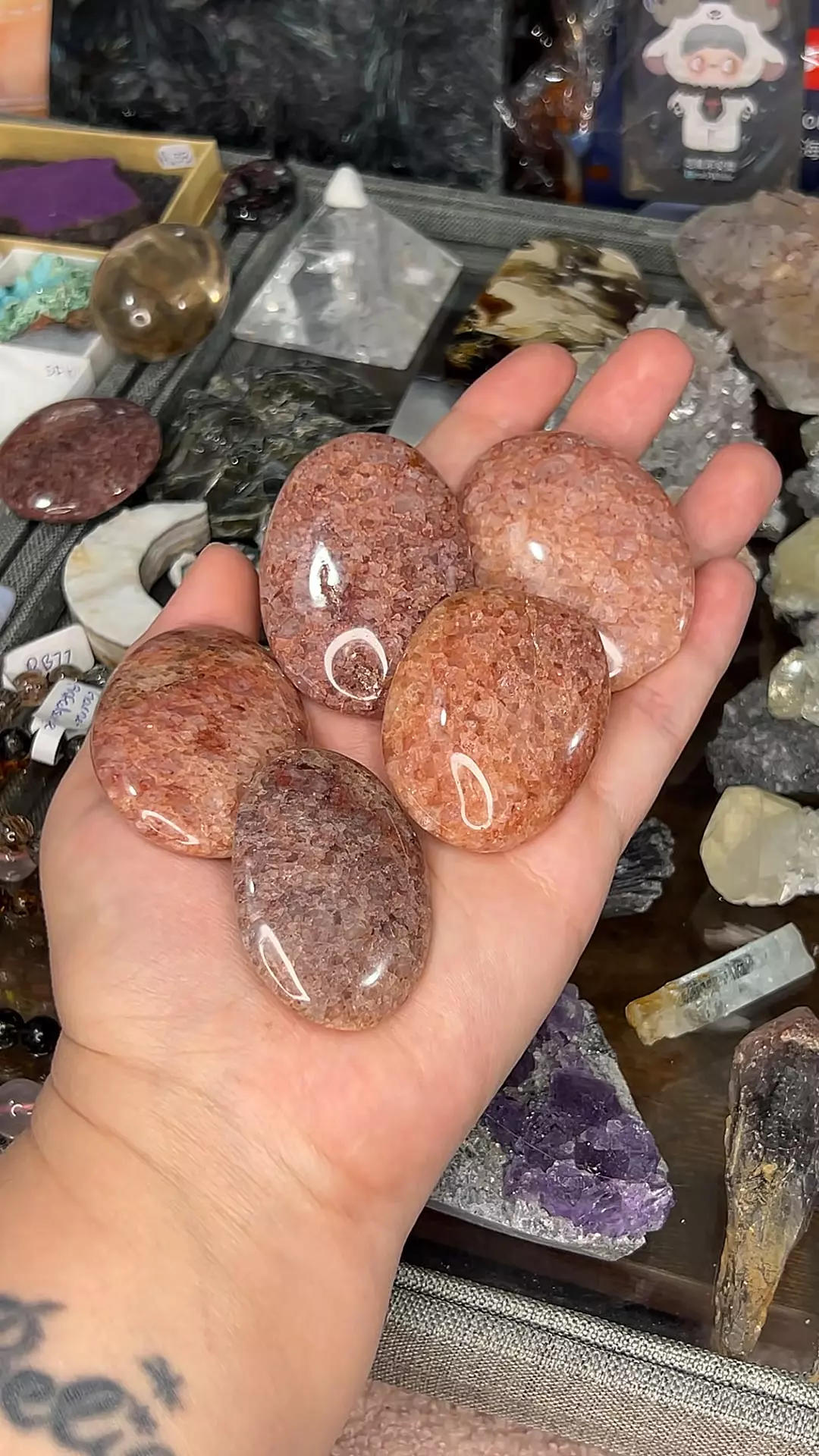 plant/Raspberry (Hematite) Quartz Palms (Intuitive pick of ONE)-0
