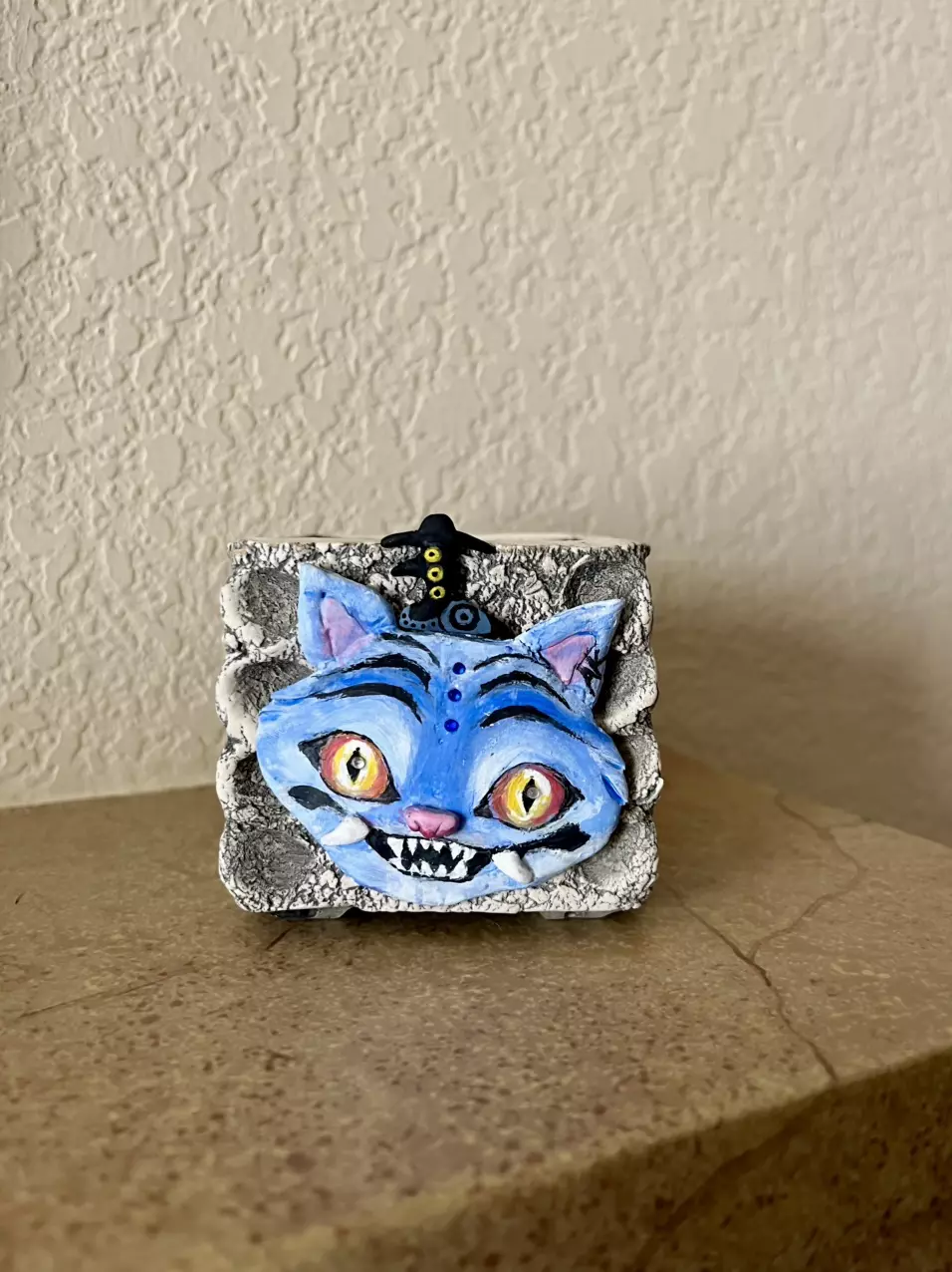 plant/Derpy and bird clay gem pot hand painted by Ashley-0