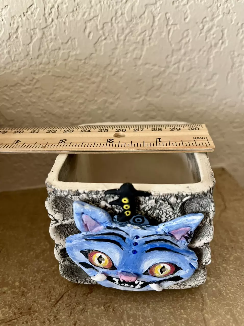 plant/Derpy and bird clay gem pot hand painted by Ashley-3