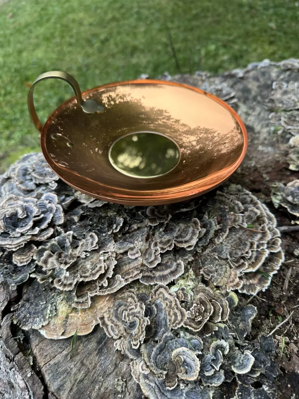 plant/Vintage Coppercraft Guild copper and brass candle holder 5 1/2” round-1