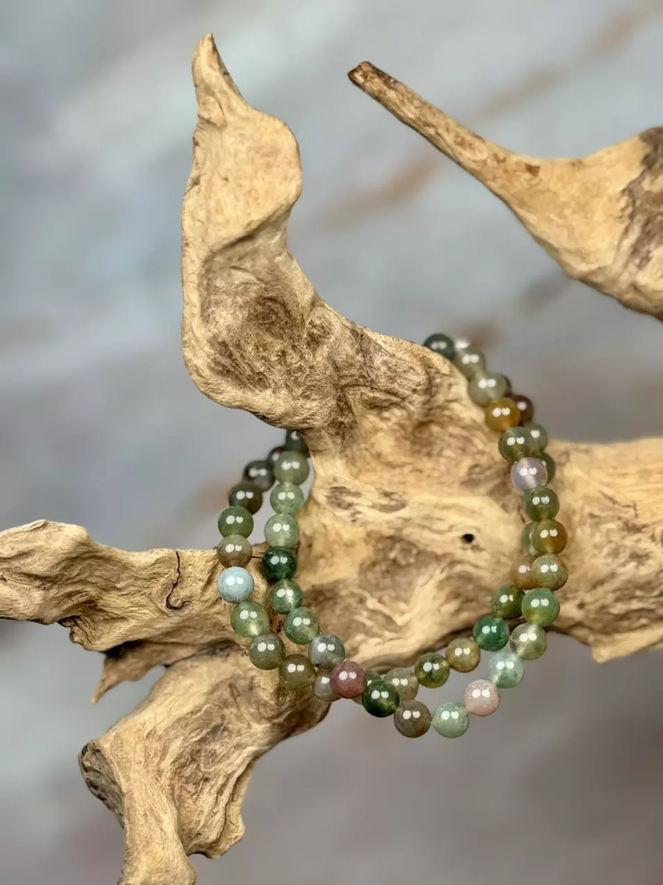 plant/“rainbow moss” aka indian agate 6mm AAA (handmade)-0