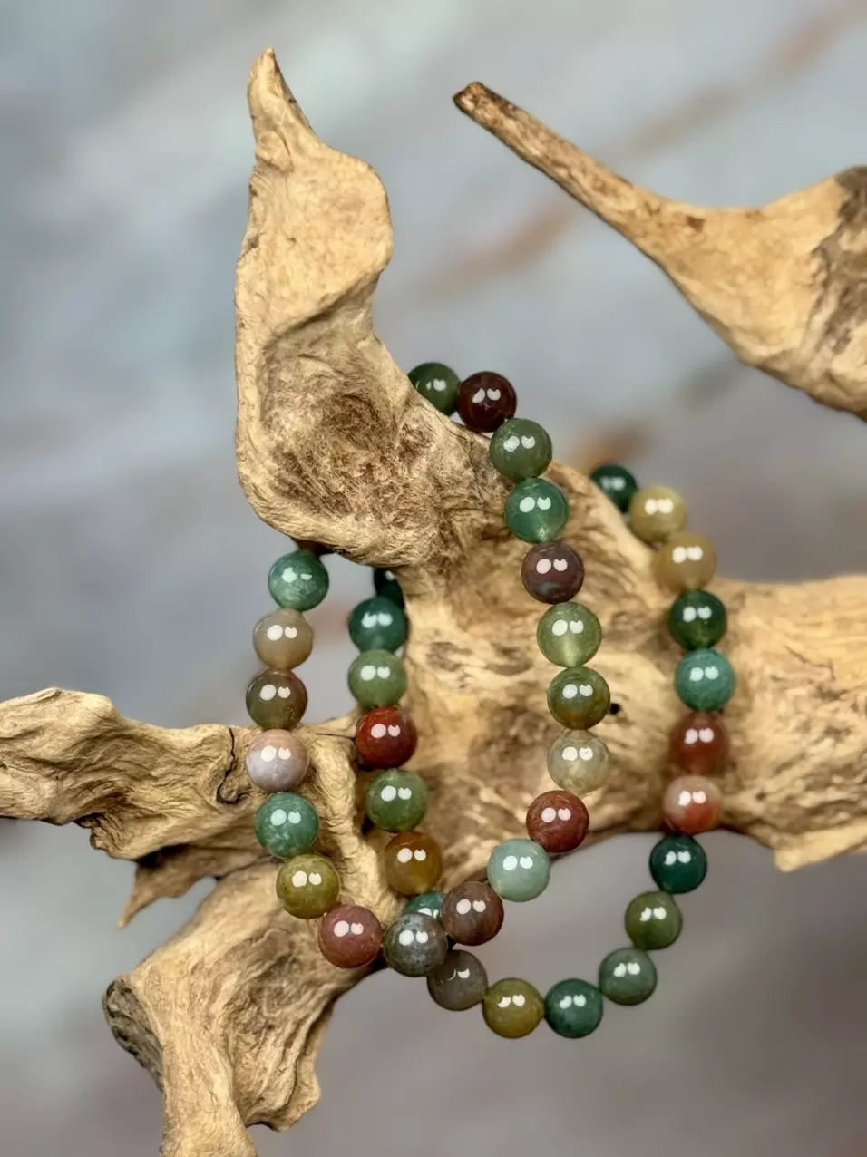 plant/“rainbow moss” aka indian agate 8mm AAA (handmade)-0