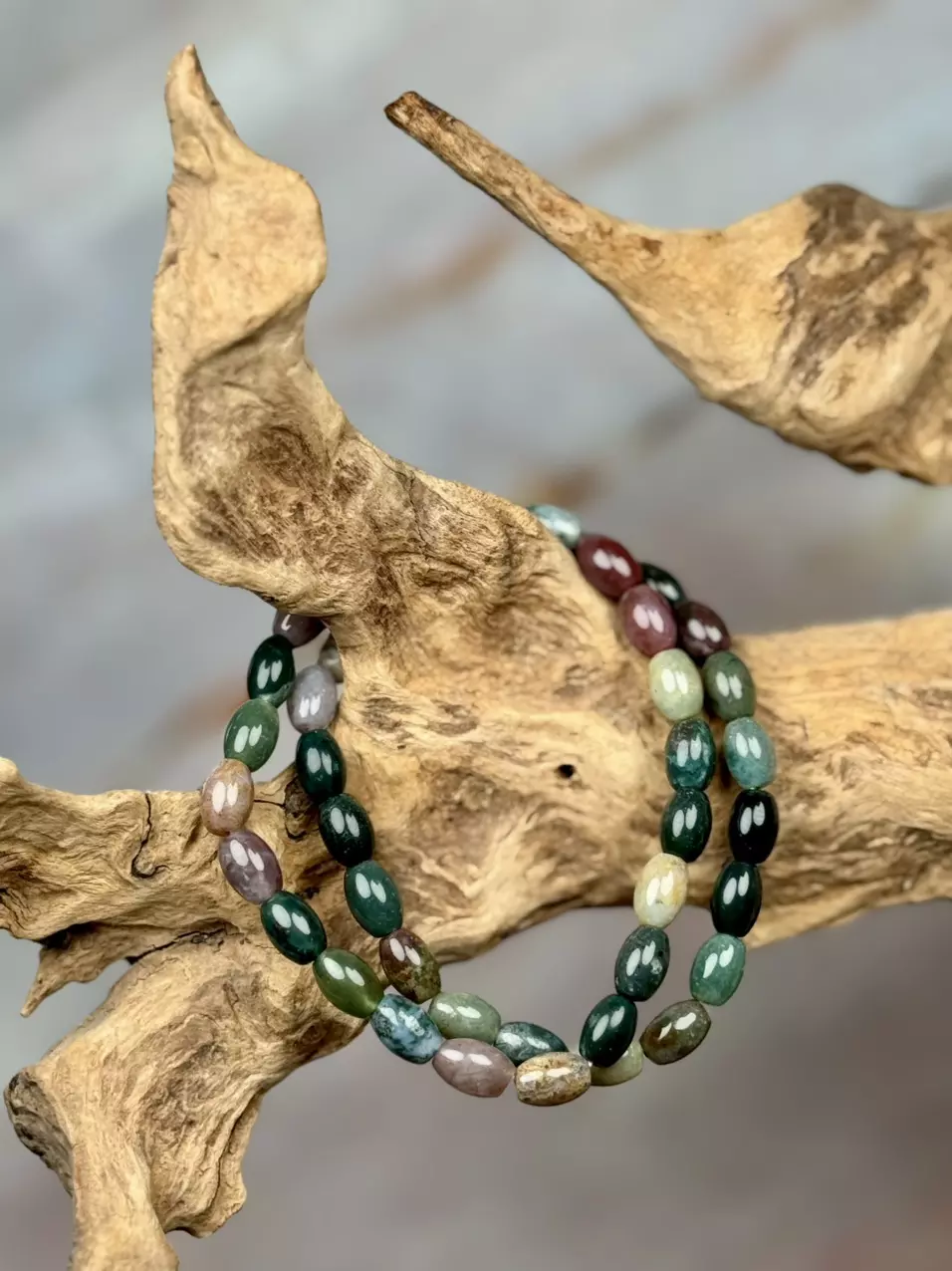 plant/“rainbow moss” aka indian agate barrel 6mm (handmade)-0