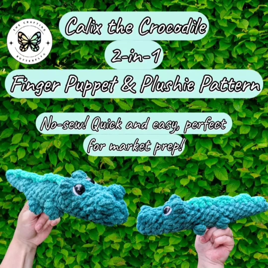plant/PDF Pattern Calix the Crocodile Finger Puppet!-0