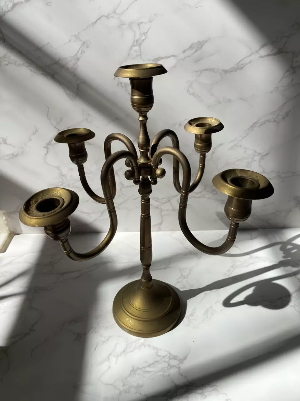 plant/brass candelabra with 4 arms-0