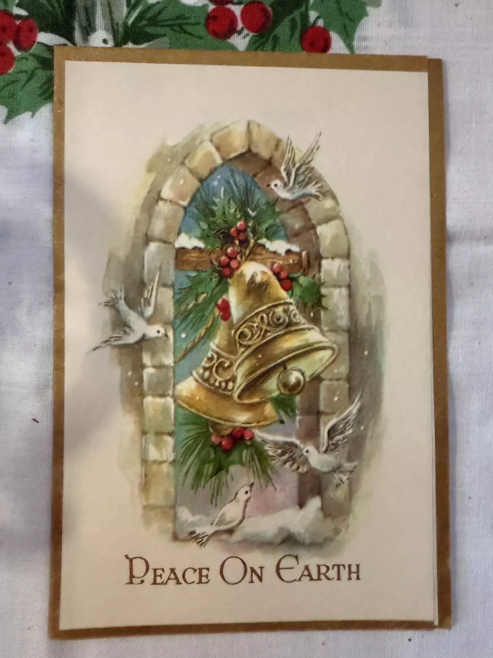 plant/Vtg Christmas Card Peace on Earth-0