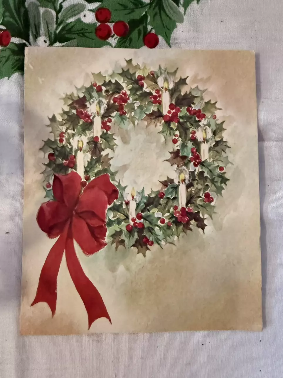 plant/Vtg Christmas Card Wreath-0