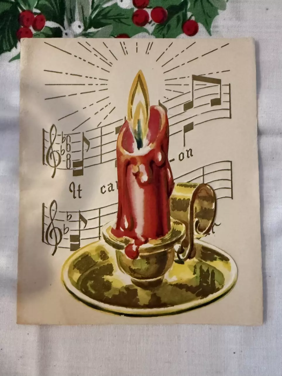plant/Vtg Christmas Card Music Candle-0