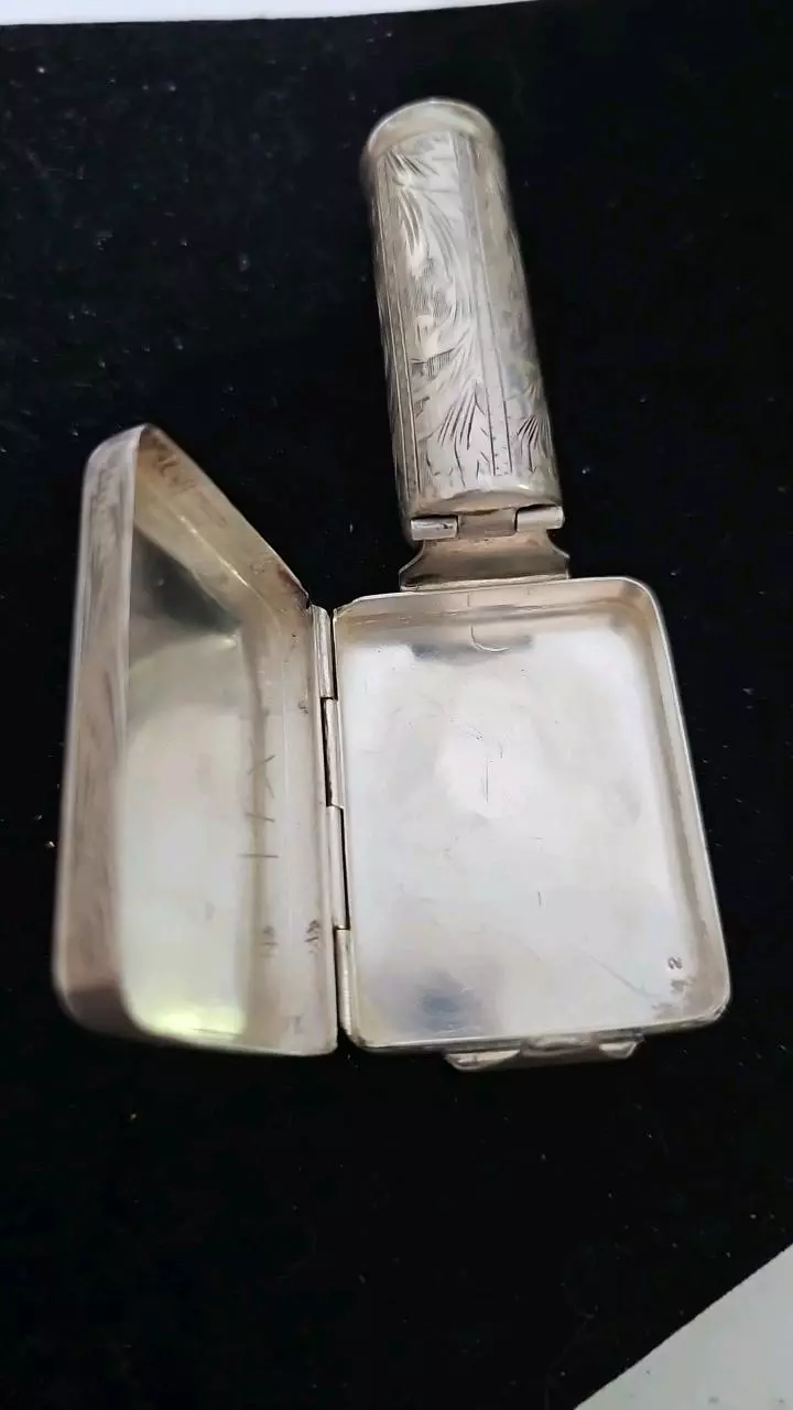 plant/Sterling Silver Powder lipstick compact-1