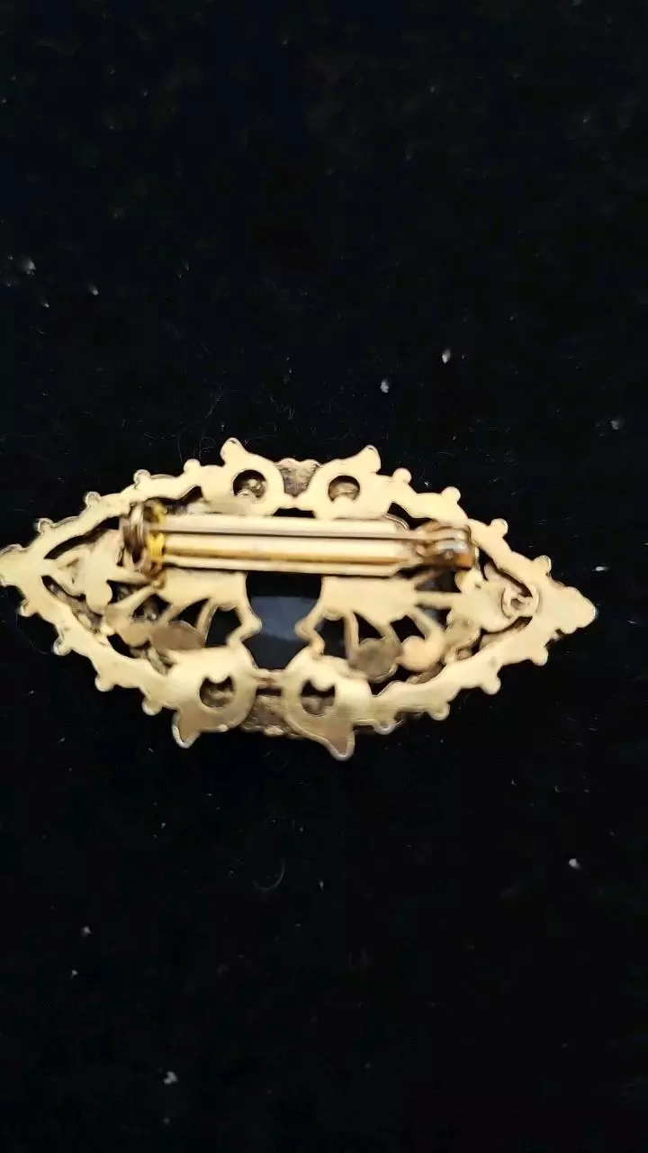 plant/Czech hand painted Brooch-1