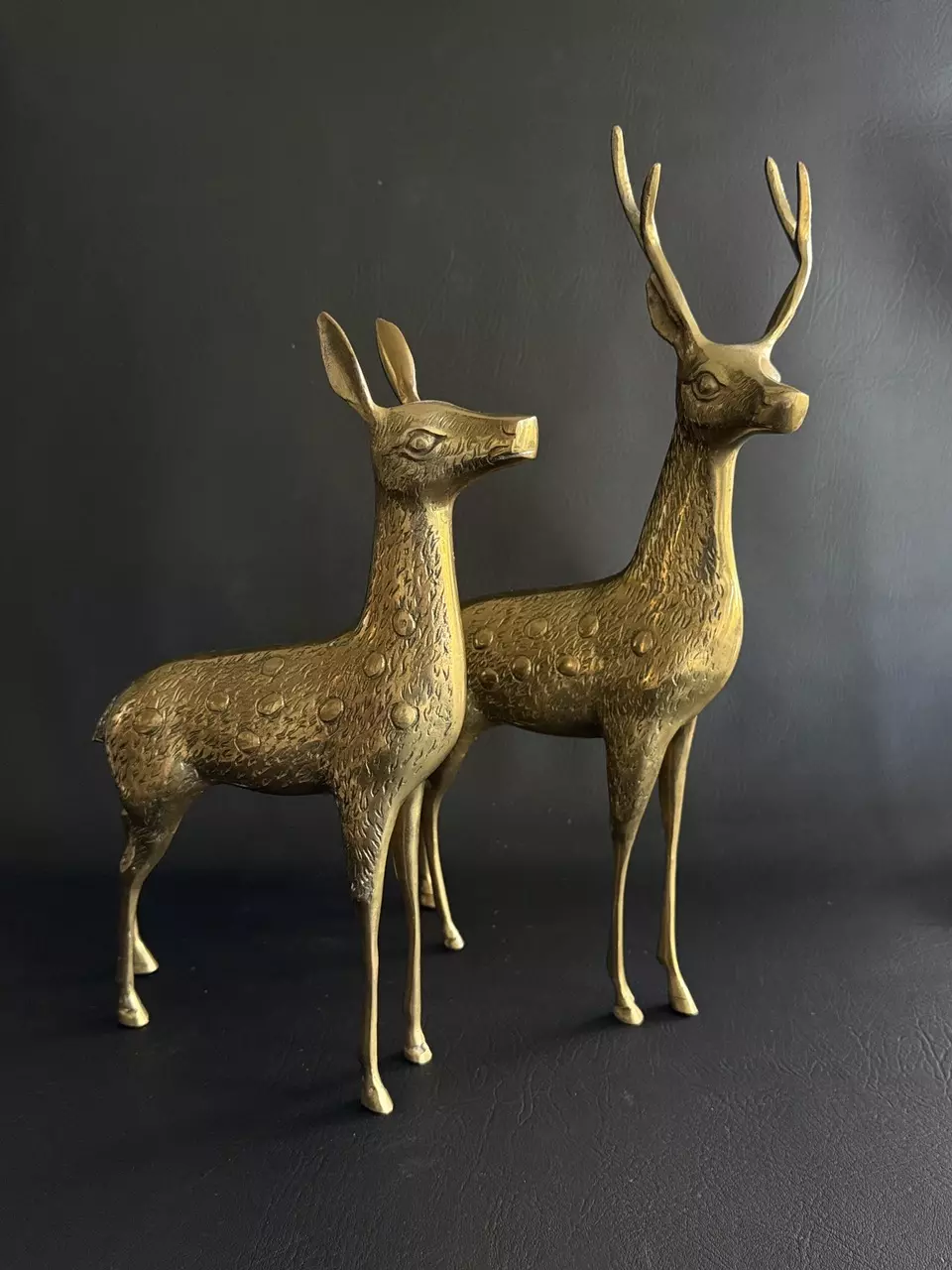 plant/Pair XL Brass Deer Buck Doe-1