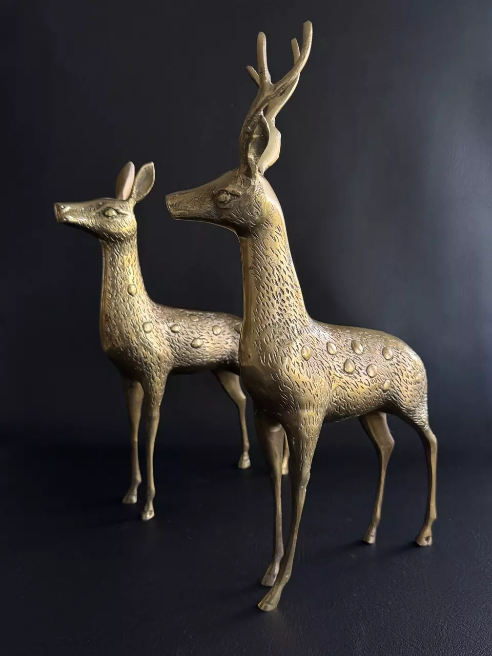 plant/Pair XL Brass Deer Buck Doe-0