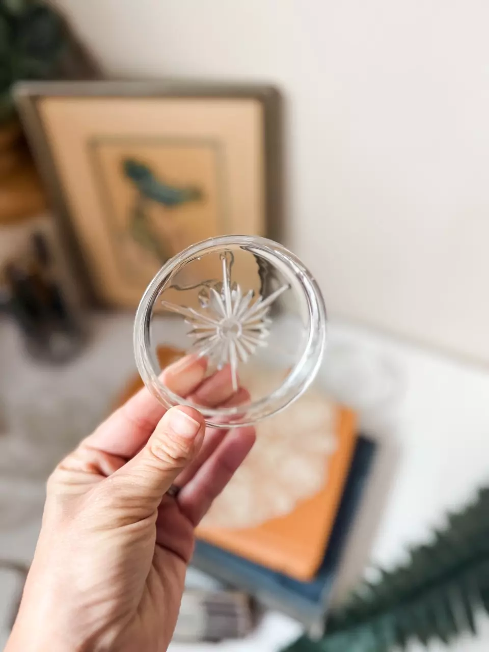 plant/Small pressed glass coasters or saucers-0