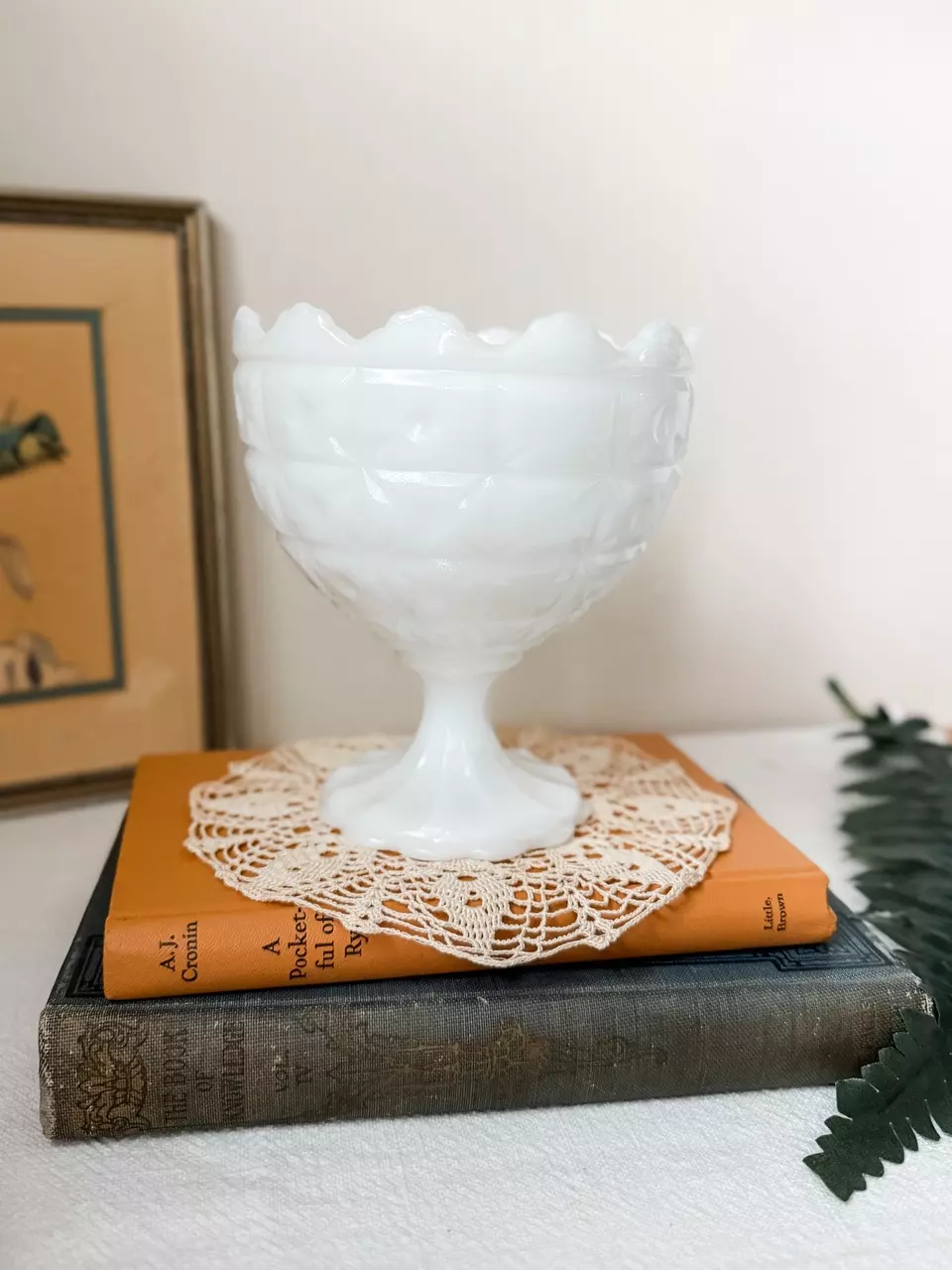 plant/Large milkglass compote-0