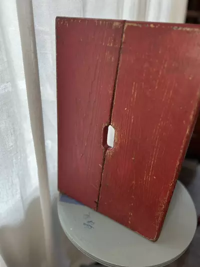 plant/🪑 Primitive Red Painted Wooden Bench / Milking Stool-0-thumbnail