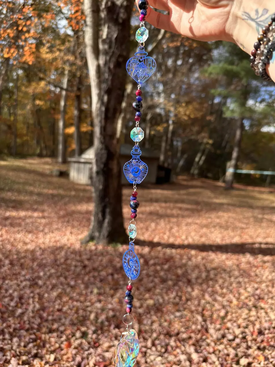 plant/Spell bottle sc w/ heart prism, dyed tiger eye & sodalite-0