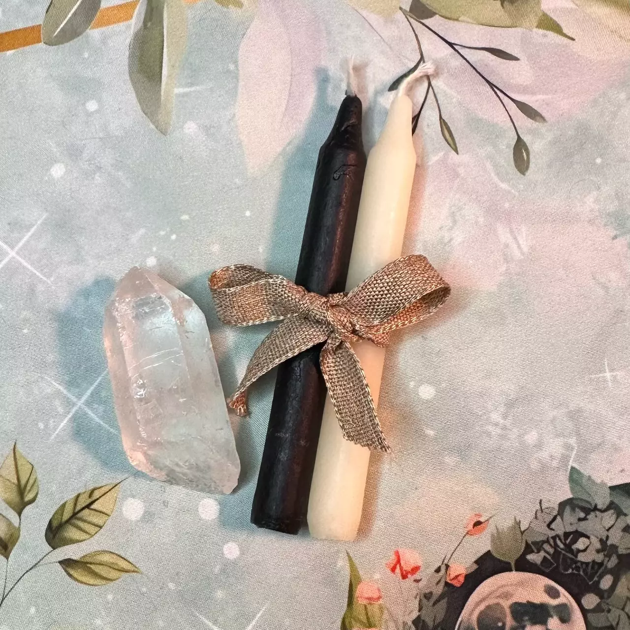 plant/Spell Candle duo w/ Clear Quartz-0