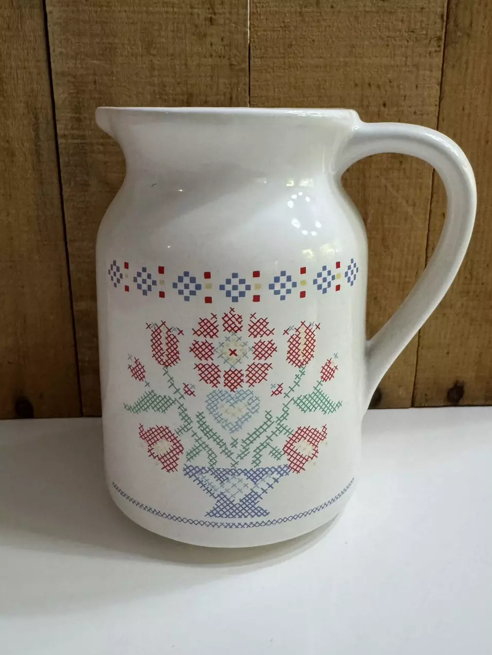 plant/Cross stitch print pitcher-0