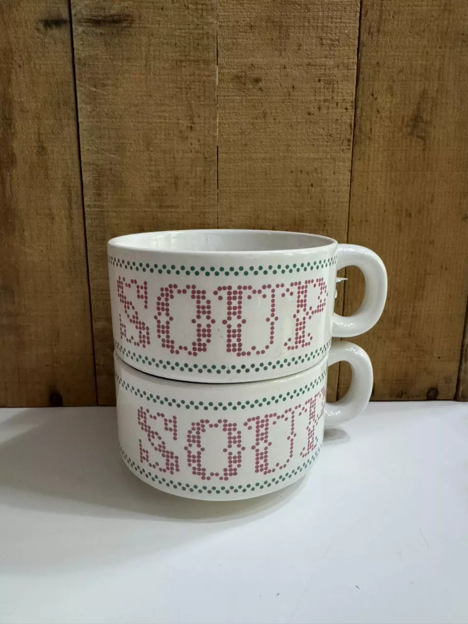 plant/1970s Houston Foods Oversized Cross Stitch Ceramic Soup Mugs Set of 2-0