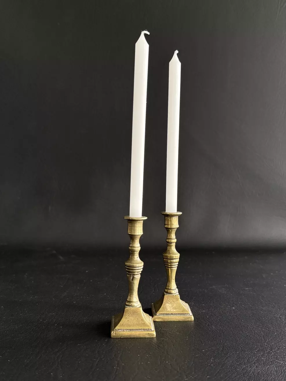 plant/Pair of mini brass candlesticks-1