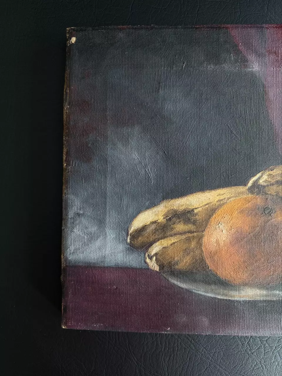 plant/Vintage/Antique Moody Oil Still Life Painting of Fruit-1