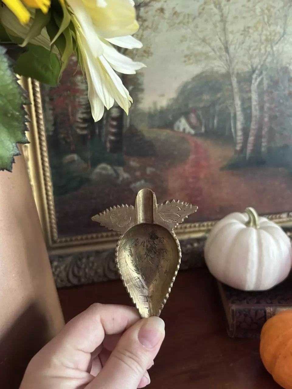 plant/Small Etched Brass Leaf Ashtray-1