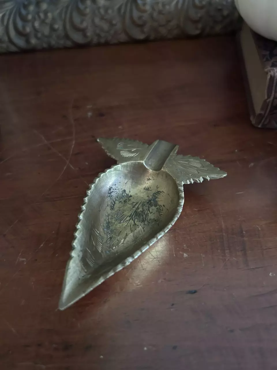 plant/Small Etched Brass Leaf Ashtray-0