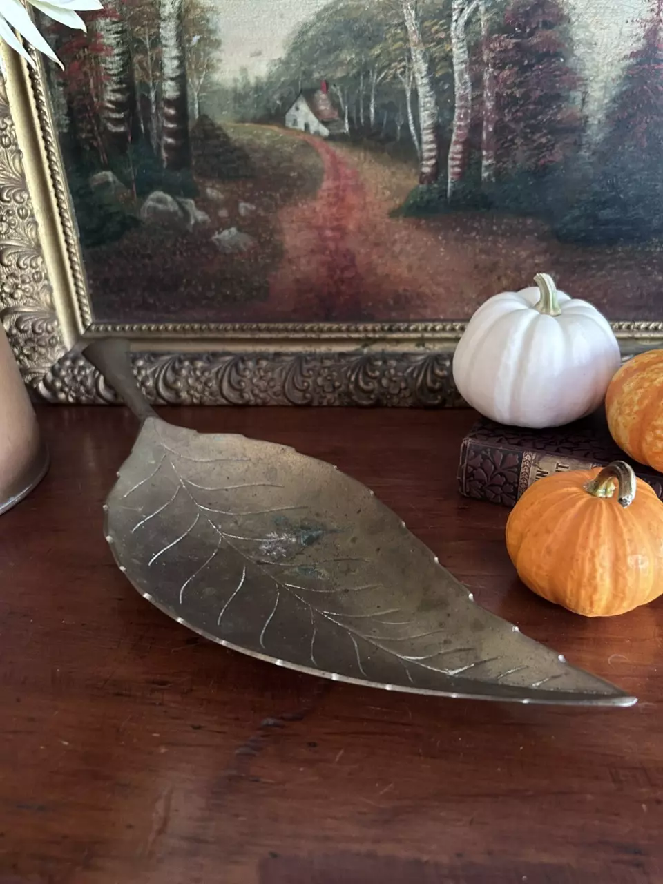 plant/Long Brass Leaf Dish (B)-0