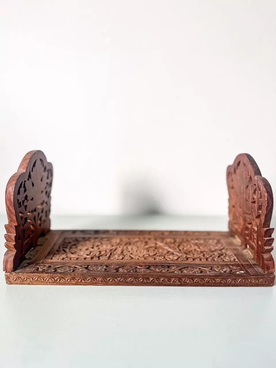 plant/Vintage carved wood expandable bookend-0