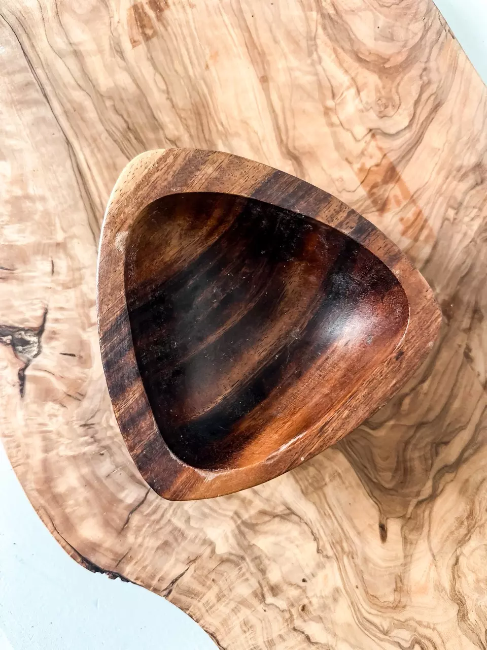 plant/Mid-century wood bowl-0