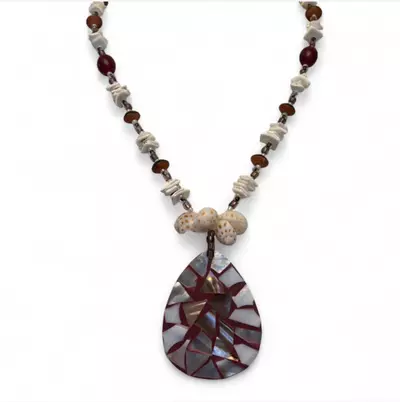 plant/mother of pearl mosaic necklace-0-thumbnail