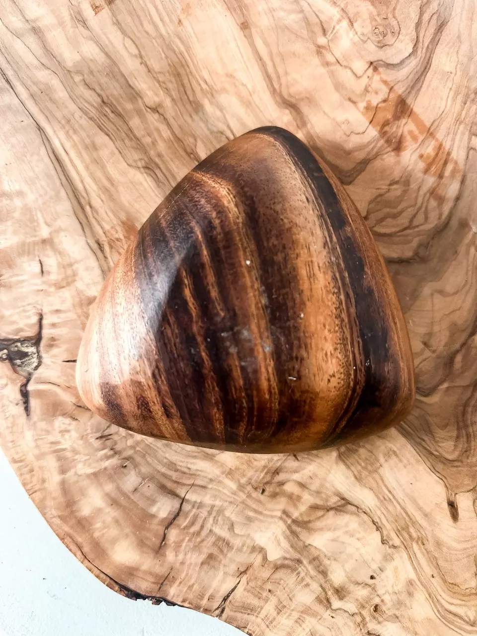 plant/Mid-century wood bowl-1